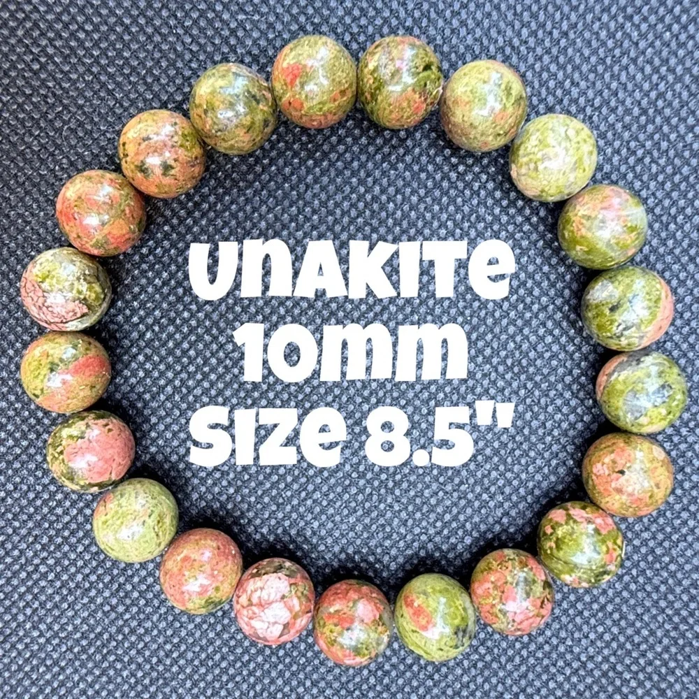 Authentic Unakite 10mm Beaded Stretch Bracelet by Bombshell Beads